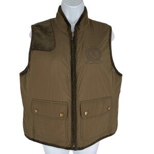 Lauren Ralph Lauren Reversible Quilted Vest W Corduroy Accents Size L